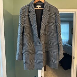 LOFT Black and Gray Checkered Blazer